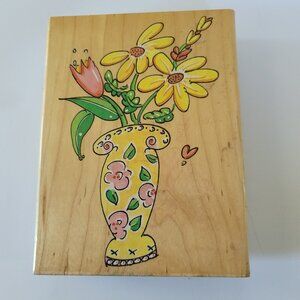 Vintage 1998 Stampa Rosa Marna Festival Bouquet Rubber Stamp